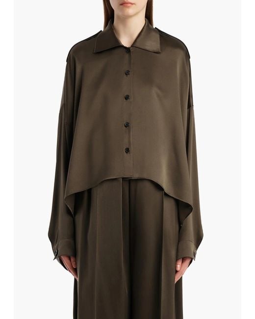 Khaite Green Top Bodine En Cuir Dark