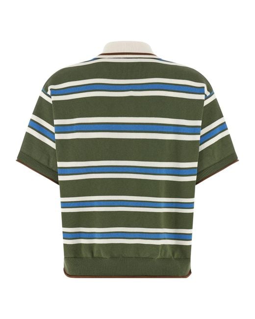 DSquared² Green Striped Knit Polo