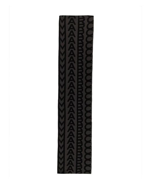 Marc Jacobs Black Monogram Knit Scarf Wool