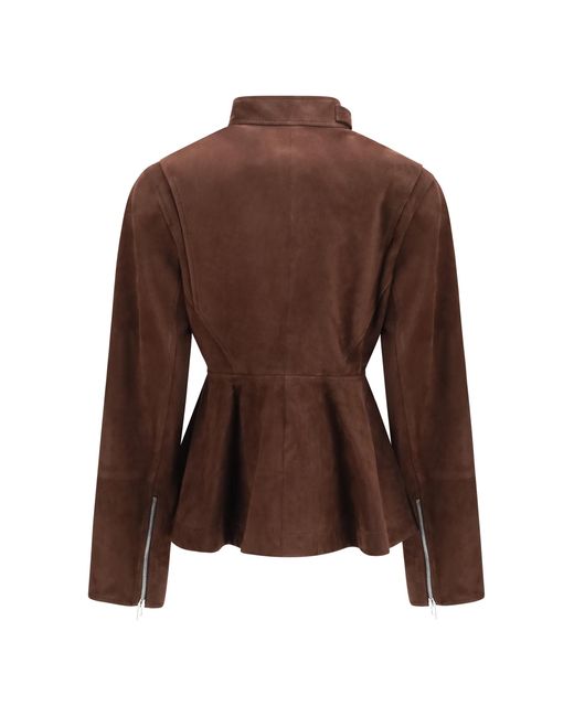 Alaïa Brown Peplum Jacket Suede Goatskin (Hircus Goatskin)