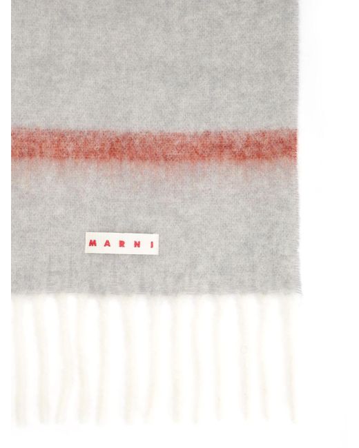 Marni White Striped Alpaca Scarf