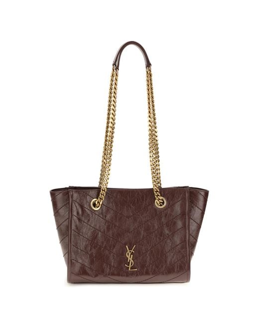 Saint Laurent Brown Tote Bag Niki Calf Leather Shoulder