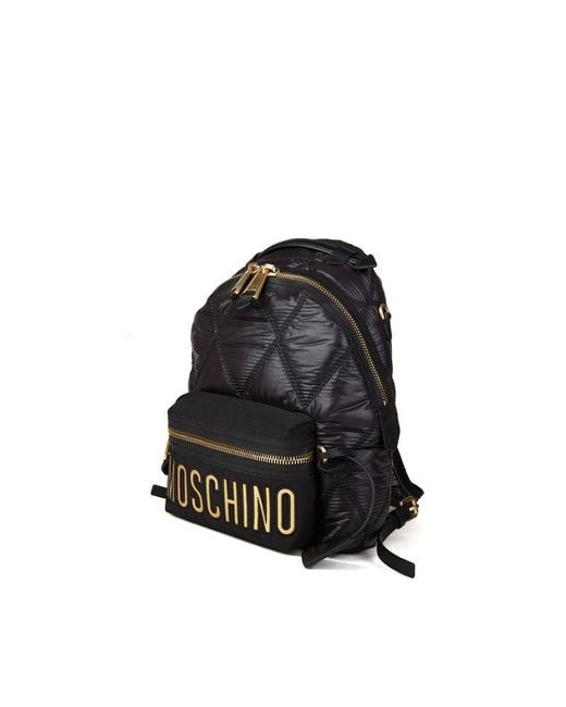 Moschino Black Backpack-Multi Nylon Bags Backpacks