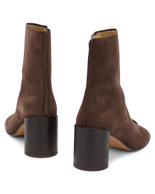 MM6 by Maison Margiela Brown Ankle Boots Suede Calfskin
