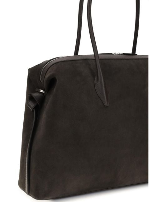 Yuzefi Black Shoulder Duffle Bag Brioche Suede