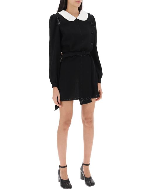 Maison Margiela Black Convertible Mini Dress In Wool