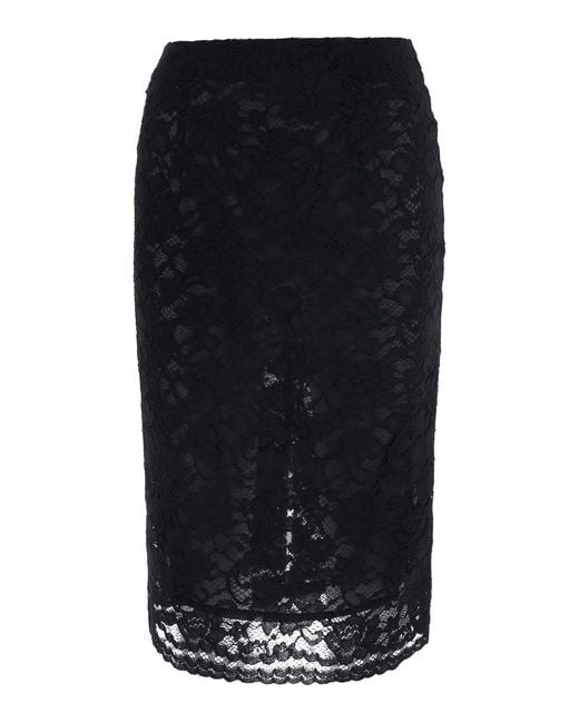 Le Plain Black Pencil Skirt Lace Fabric