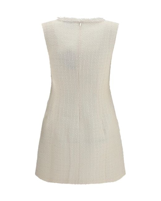Self-Portrait Natural Sleeveless Bouclé Mini Dress