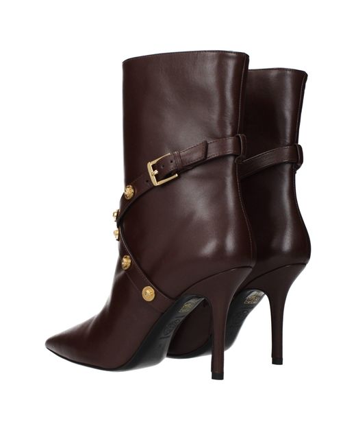 Versace Brown Leather Ankle Boots