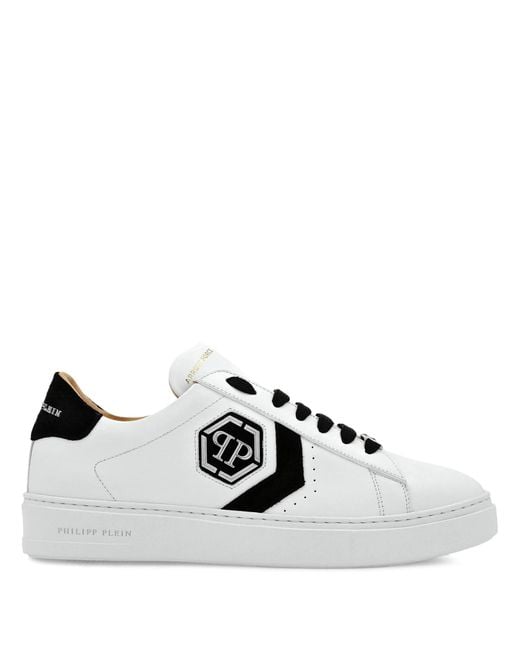 Philipp Plein White Lo-Top Leather Sneakers for men