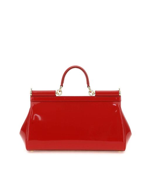 Dolce & Gabbana Red Patent Leather Medium New Sicily Bag