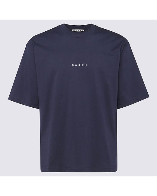 Marni Blue Dark And Cotton T-Shirt for men