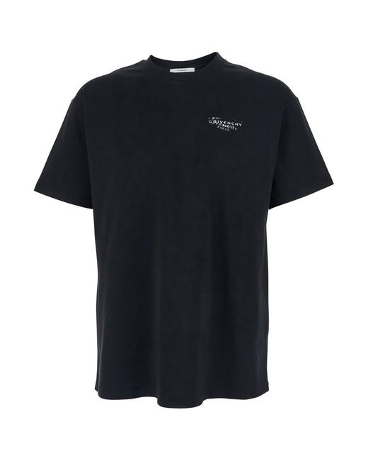 Givenchy Black Crew Neck T-Shirt With Logo On Front And Back for men