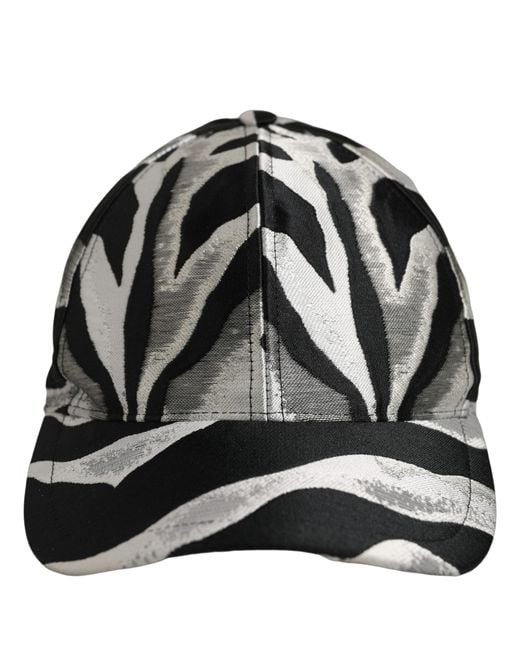 Dolce & Gabbana Black Zebra Pattern Baseball Cap Hat Cotton Elastane for men
