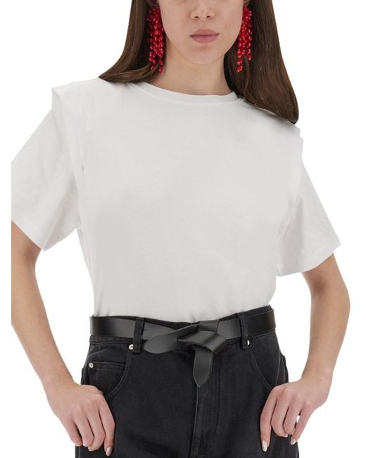 Isabel Marant White Cotton T-Shirt With Straight Rim T-Shirts
