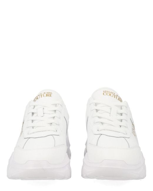 Versace Jeans Couture White Sneakers With Logo Leather Trainers