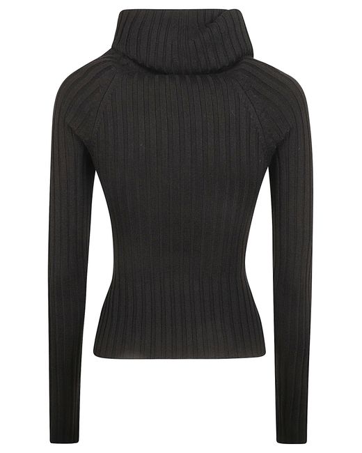 Blumarine Black Keyhole Detail High-Neck Sweater