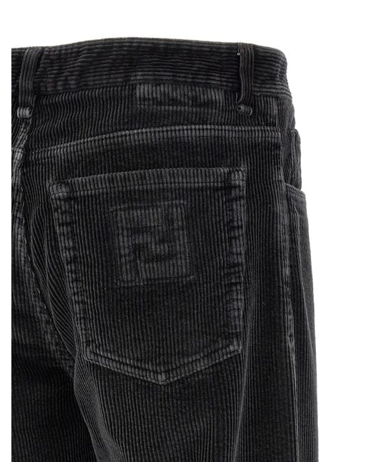 Fendi Black Flat Front Trousers for men
