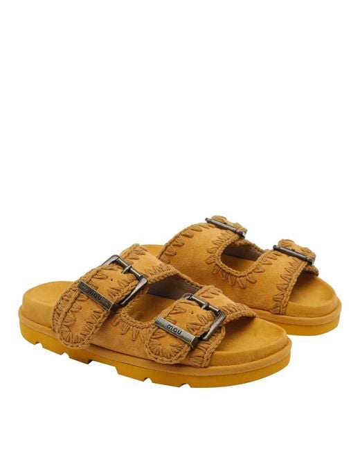 Mou Brown Sandals Suede Leather/Rubber Sole