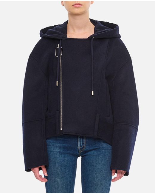 J.W. Anderson Blue Hooded Biker Jacket