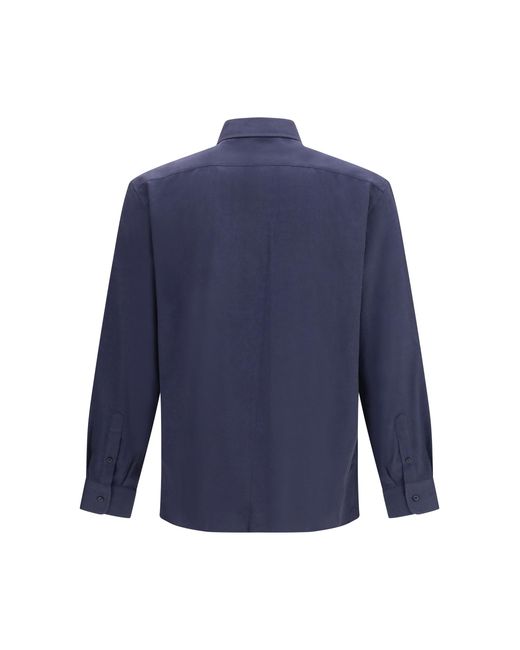 Brunello Cucinelli Blue Cotton Shirt Cotton; Lyocell for men