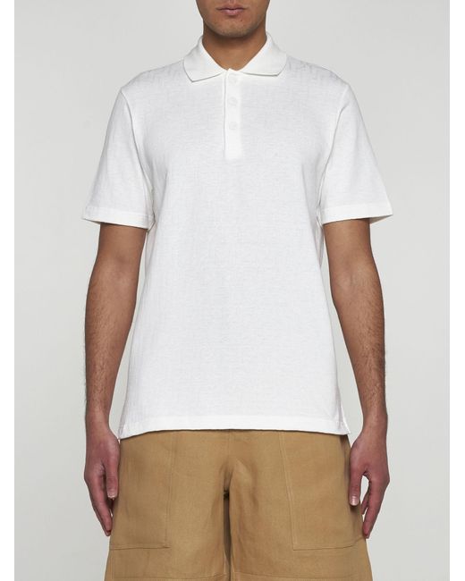 Fendi White Ff Pique Cotton Polo Shirt for men