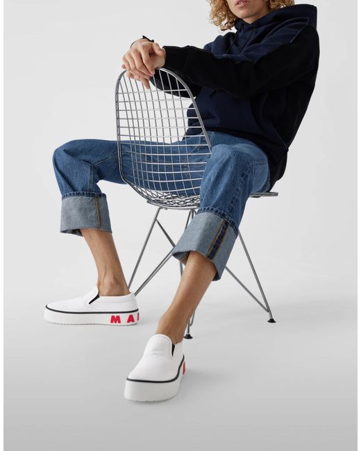 Marni White Logo Slip-On Sneakers for men