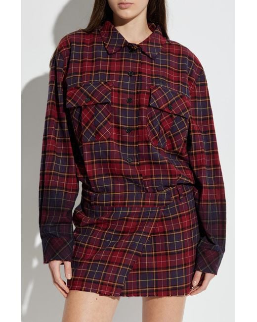 Off-White c/o Virgil Abloh Red Plaid Corduroy Dress