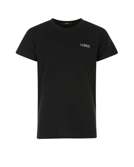 14 Bros Black Cotton T-shirt for men