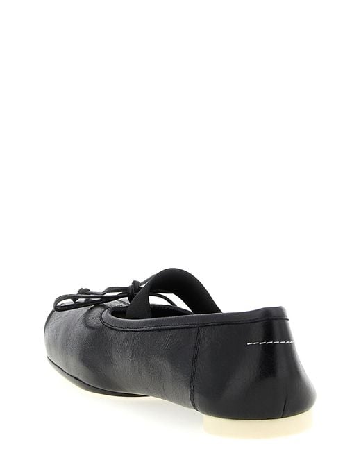 MM6 by Maison Margiela Black Ballet Flats Calfskin Leather (Bos Taurus) Flat Shoes