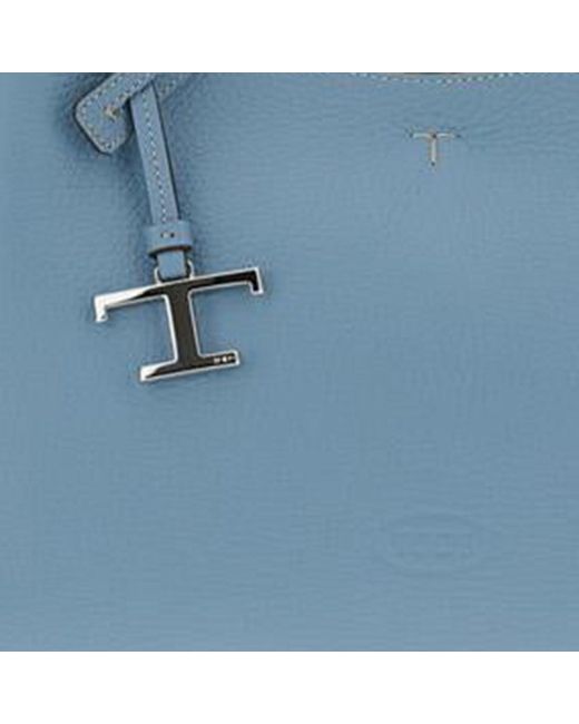 Tod's Blue Leather Handbag With Logo Calfskin Handbags
