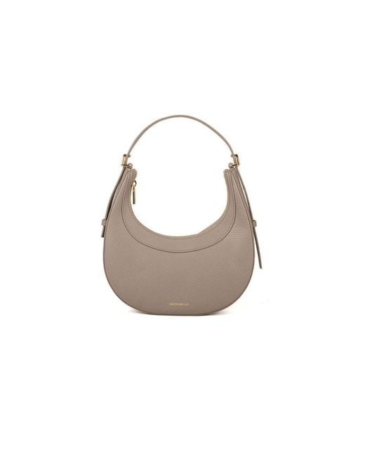 Coccinelle Brown Mini Hobo Bag Cow Leather Shoulder-Bags