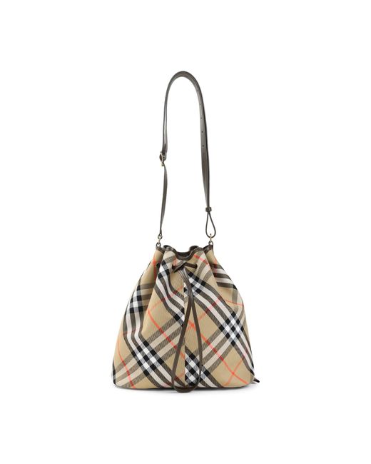 Burberry Multicolor Medium Drawstring Bucket Shoulder Bag Unica