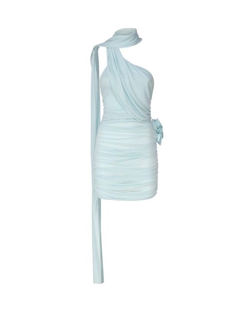 Magda Butrym Blue Mini Dress With Wrap Neckline