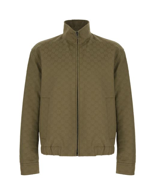 Gucci Green Gg Canvas Bomber Jacket for men