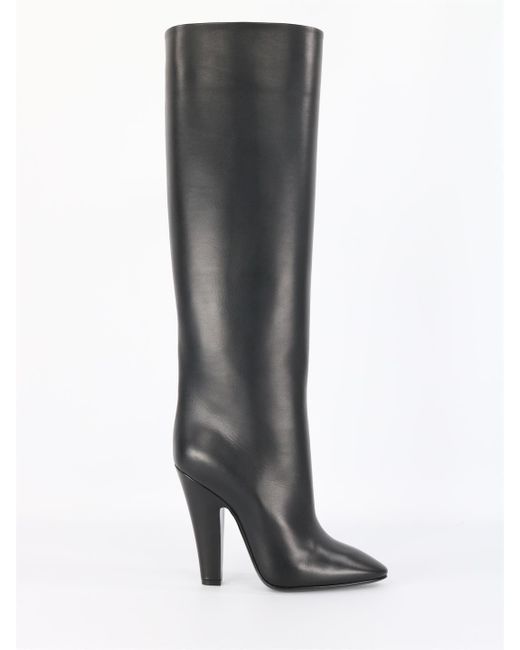 Saint Laurent 68 Tube Boots In Leather in Black - Save 20% | Lyst