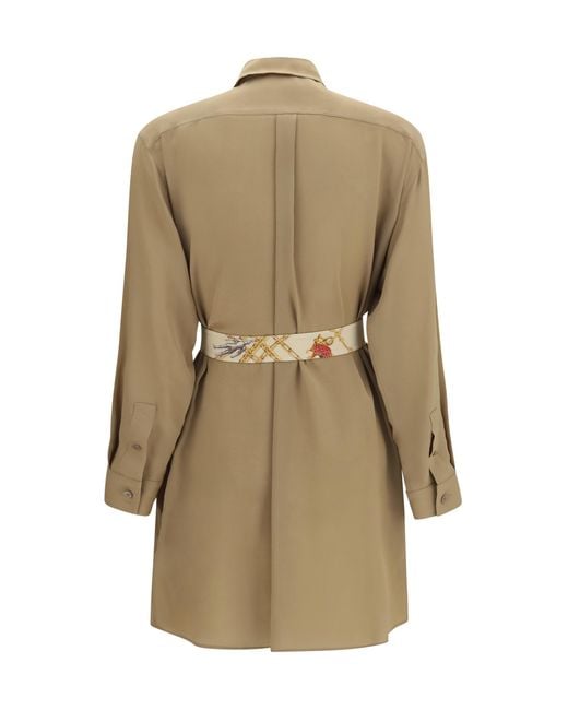 Burberry Natural Silk Crêpe De Chine Shirt Dress