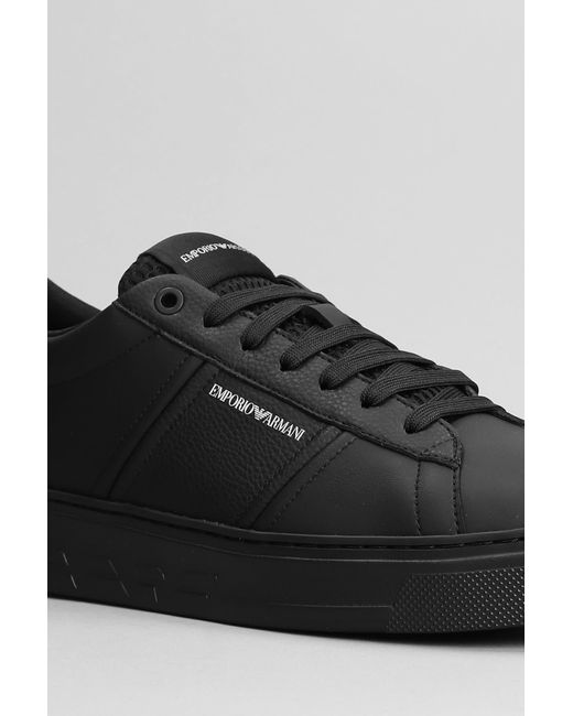 Emporio Armani Sneakers In Black Leather for men