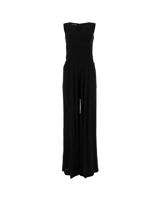 Alberta Ferretti Black V-Neck Long-Length Sleeveless Dress