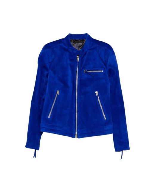 Tom Ford Blue Leather Outerwears for men
