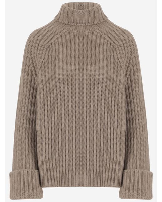 Malo Brown Ribbed Cashmere Sweater