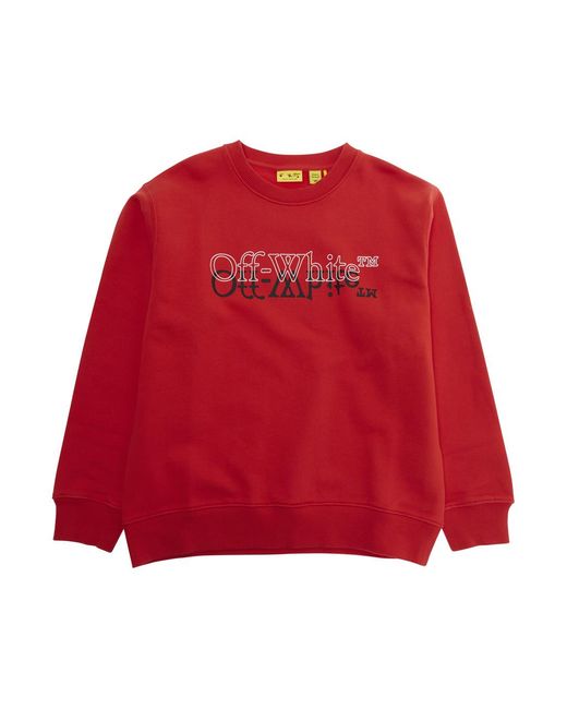 Off-White c/o Virgil Abloh Red Sweatshirt Big Bookish Double Crewneck Cotton Hoods & Sweatshirts for men