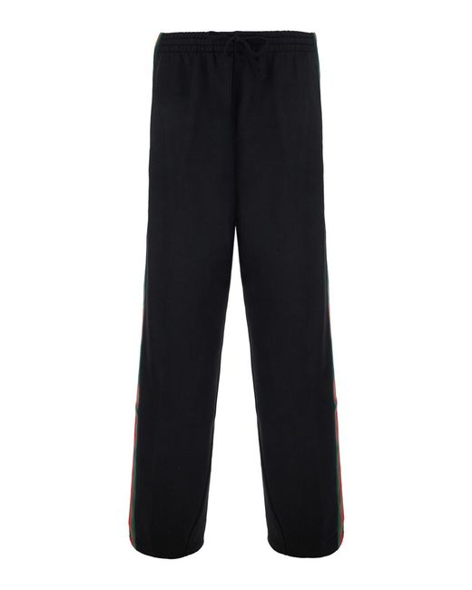 Gucci Black Trousers Web Detail Silk for men
