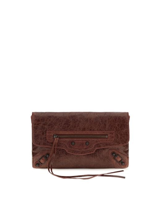 Balenciaga Brown Le City Clutch Lambskin Lamb Ovis Aries Clutches