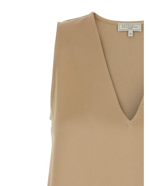 Antonelli Natural Angelica Sleeveless Top With V-Neck