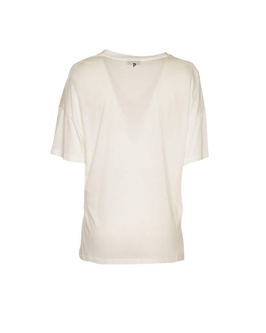 Dondup White V-Neck T-Shirt