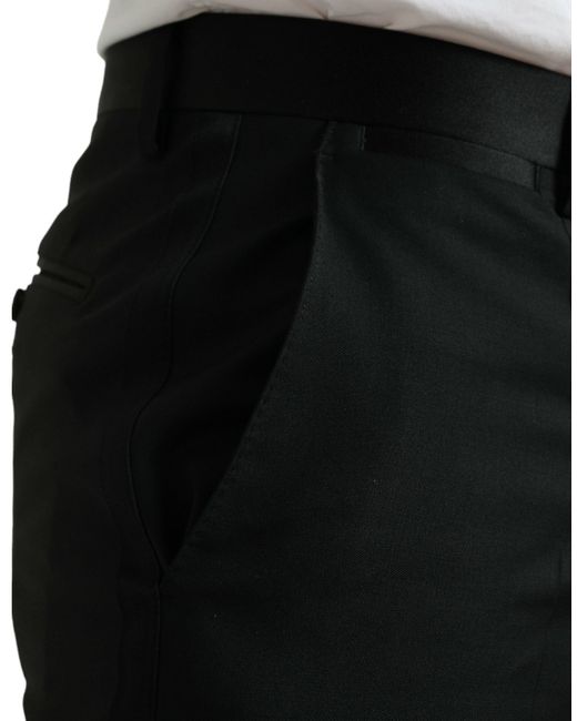 Dolce & Gabbana Black Wool Slim Fit Formal Trouser Dress Pants for men