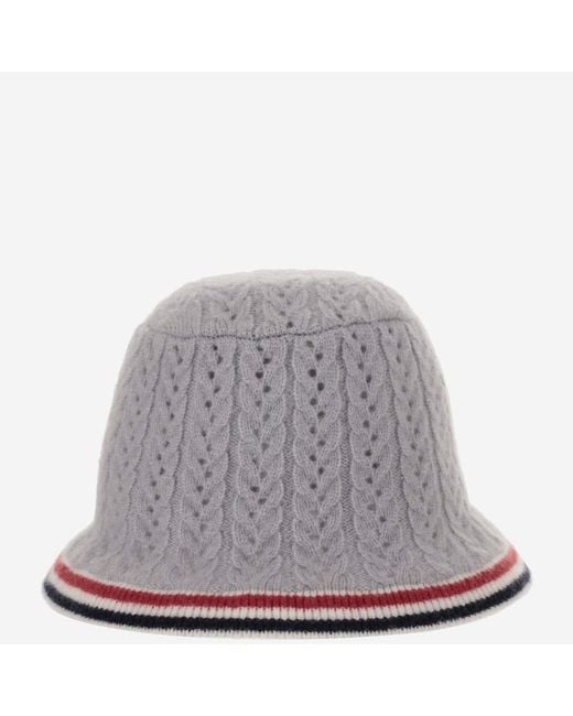 Thom Browne Gray Cashmere Wool And Silk Blend Hat