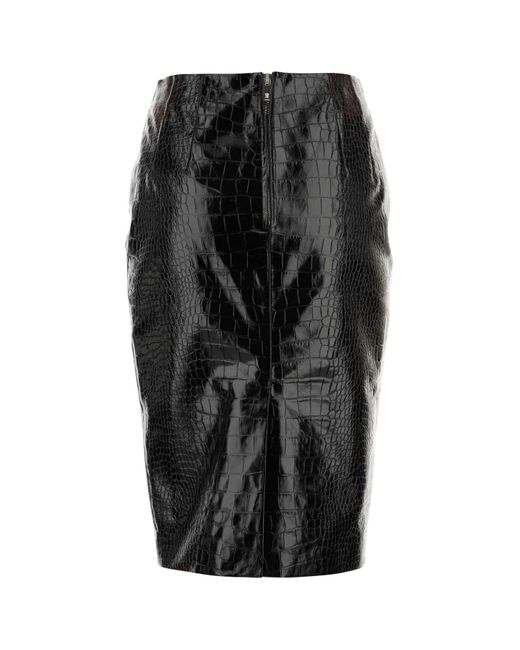 Versace Black Leather Skirt