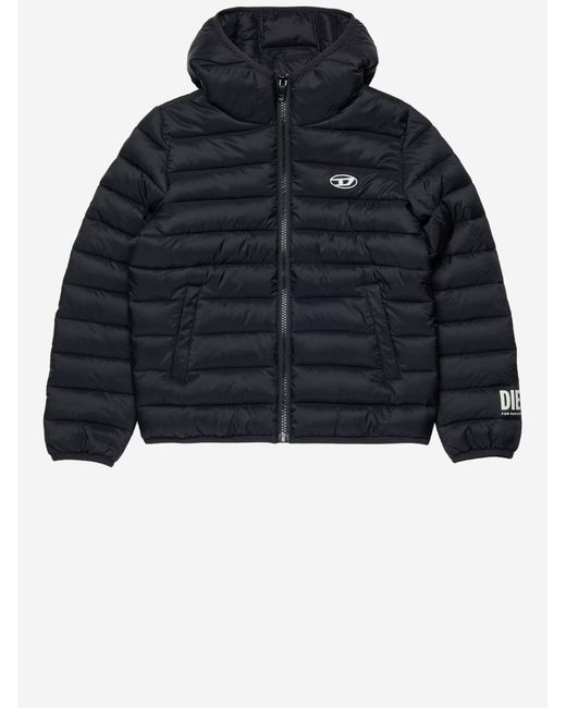 DIESEL Black Padded Jacket With Logo Polyamide for men